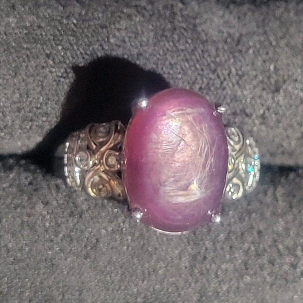 Solid Sterling Silver Lepidolite Ring Size 7.5 - Picture 2 of 4